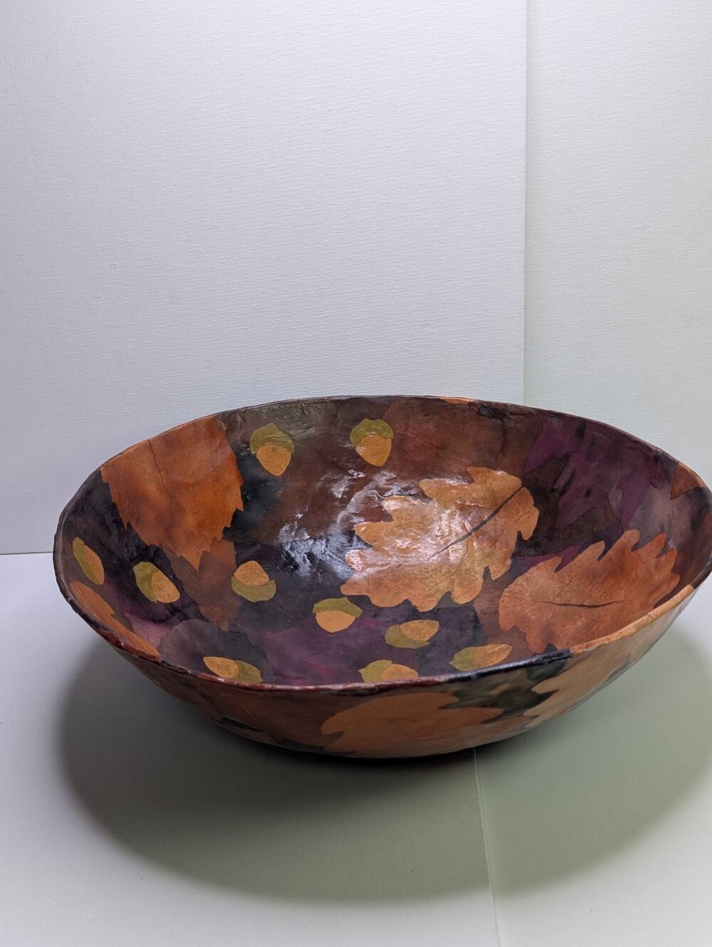 Pier 1 Imports Handcrafted Thailand Fall Leaves Acorn Decorative Serving Bowl